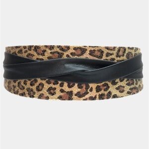Versatile Ada Leopard and Black/ Gold metallic Women's Belt NWOT fits size 0-22